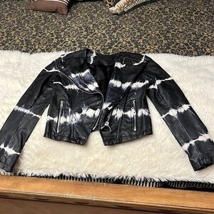 Blank NYC striped cropped moto jacket